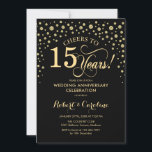 Gold Black 15-jährige Jubiläumsfeier Einladung<br><div class="desc">Gold Black 15th Anniversary Celebration Einladung Elegantes Design mit Imitaten Glitzer Goldfolie. Enthält Skript-Schriftart und Konfetti-Diamanten. Bis 15 Jahre! Kann angepasst werden,  um jedes Jahr der Ehe zu zeigen. Nachricht,  wenn Sie weitere Anpassungen benötigen.</div>