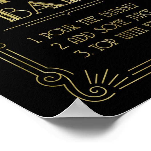 Gold Black 1920er Jahre Art Deco Mimosa Bar Sign W Poster (Ecke)