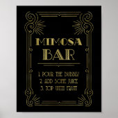 Gold Black 1920er Jahre Art Deco Mimosa Bar Sign W Poster (Vorne)