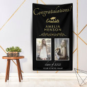 Gold Black 2022 Graduate 2 Foto Graduation Party Banner