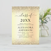 Gold Black 2022 Graduation Party Glitzer Einladung (Stehend Vorderseite)
