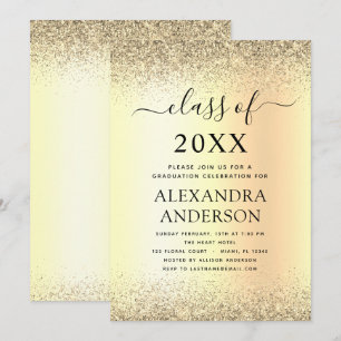 Gold Black 2022 Graduation Party Glitzer Einladung