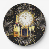Gold Black 2023 Neues Jahr Party Pappteller (Vorderseite)