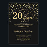 Gold Black 20 Jahre Jubiläumsfeier Einladung<br><div class="desc">Gold Black 20th Anniversary Celebration Einladung Elegantes Design mit Imitaten Glitzer Goldfolie. Enthält Skript-Schriftart und Konfetti-Diamanten. Feiert bis 20 Jahre! Kann angepasst werden,  um jedes Jahr der Ehe zu zeigen. Nachricht,  wenn Sie weitere Anpassungen benötigen.</div>