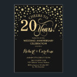 Gold Black 20 Jahre Jubiläumsfeier Einladung<br><div class="desc">Gold Black 20th Anniversary Celebration Einladung Elegantes Design mit Imitaten Glitzer Goldfolie. Enthält Skript-Schriftart und Konfetti-Diamanten. Feiert bis 20 Jahre! Kann angepasst werden,  um jedes Jahr der Ehe zu zeigen. Nachricht,  wenn Sie weitere Anpassungen benötigen.</div>