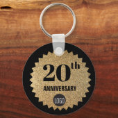 Gold Black 20th anniversary Employee Gift Logo Schlüsselanhänger (Vorderseite)