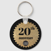 Gold Black 20th anniversary Employee Gift Logo Schlüsselanhänger (Rückseite)