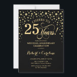 Gold Black 25-jährige Jubiläumsfeier Einladung<br><div class="desc">Gold Black 25th Anniversary Celebration Einladung Elegantes Design mit Imitaten Glitzer Goldfolie. Enthält Skript-Schriftart und Konfetti-Diamanten. Feiert bis 25 Jahre! Kann angepasst werden,  um jedes Jahr der Ehe zu zeigen. Nachricht,  wenn Sie weitere Anpassungen benötigen.</div>