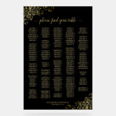 Gold & Black 300 Personen Alphabetisches Seating C Acrylschild (Vorderseite)