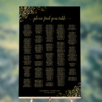 Gold & Black 300 Personen Alphabetisches Seating C