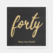 Gold Black 40 Birthday Party Glitzer "40" Serviette (Vorderseite)