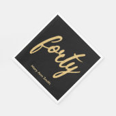 Gold Black 40 Birthday Party Glitzer "40" Serviette (Ecke)