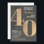 Gold Black 40. Geburtstag Einladung<br><div class="desc">Das Design ist beidseitig mit goldschwarzer Grafik ausgestattet. Perfekt für Männer.</div>