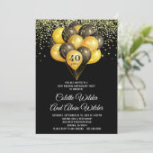 Gold Black 40. Hochzeitstag Einladung (Stehend Vorderseite)