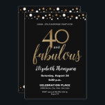 Gold Black 40 und fabelhafte Überraschung Geburtst Einladung<br><div class="desc">"40 und Fabulous",  was ein Meilenstein Geburtstag. Personalisieren Sie diese schicke Überraschung Einladung mit Gold,  weißen Konfetti auf schwarz. Inklusive aller Party-Details für die Gäste,  finden Sie die passenden Party aus dieser Kollektion. 

*Goldeffekt ist eine gedruckte Grafik</div>