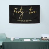 Gold & Black 42th Birthday Party Welcome Banner (Messeveranstaltung)