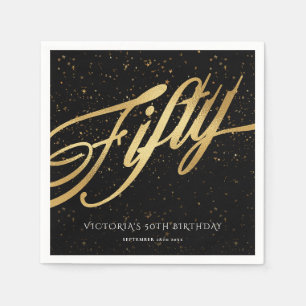 Gold Black 50. Geburtstag Confetti Elegant Serviette