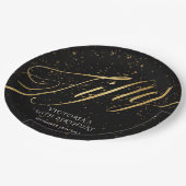 Gold Black 50. Geburtstag Confetti Glamour Pappteller (Schrägansicht)