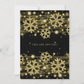 Gold Black 50. Geburtstag Winter Glitzer Glam Einladung (Rückseite)