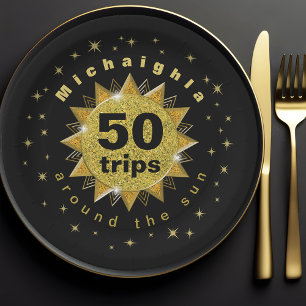 Gold Black 50. Geburtstagsparty Pappteller