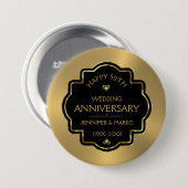 Gold & Black 50 Gold Wedding Anniversary Button (Vorne & Hinten)