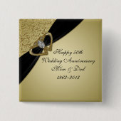 Gold Black 50. Hochzeitstag Button (Vorderseite)
