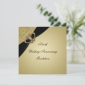 Gold Black 50. Hochzeitstag Einladung (Stehend Vorderseite)