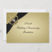 Gold Black 50. Hochzeitstag Einladung (Vorderseite)
