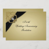 Gold Black 50. Hochzeitstag Einladung (Vorne/Hinten)