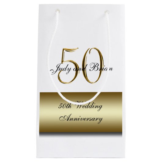 Gold Black 50. Hochzeitstag Kleine Geschenktüte (Vorderseite)