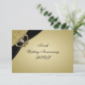 Gold Black 50. Hochzeitstag RSVP Karte (Stehend Vorderseite)
