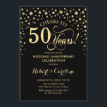 Gold Black 50 Jahre Jubiläumsfeier Einladung<br><div class="desc">Gold Black 50 Jahre Jubiläumsfeier Einladung Elegantes Design mit Imitaten Glitzer Goldfolie. Enthält Skript-Schriftart und Konfetti-Diamanten. Feiert bis 50 Jahre! Kann angepasst werden,  um jedes Jahr der Ehe zu zeigen. Nachricht,  wenn Sie weitere Anpassungen benötigen.</div>