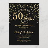 Gold Black 50 Jahre Jubiläumsfeier Einladung