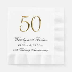 Gold Black 50. Wedding Anniversary Paper Napkins Serviette