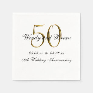 Gold Black 50. Wedding Anniversary Paper Napkins Serviette