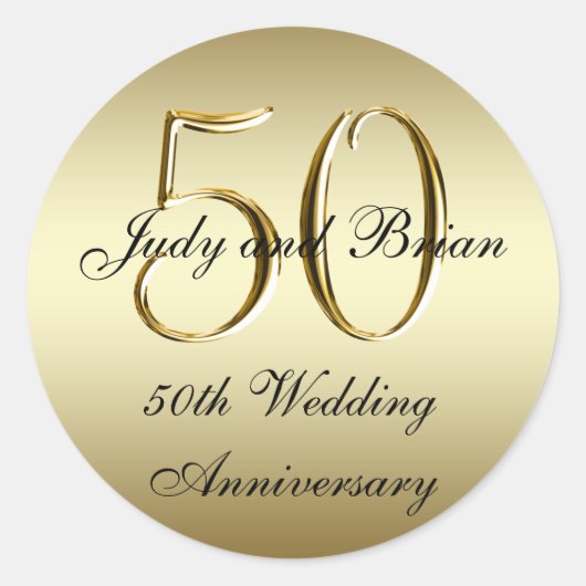 Gold Black 50. Wedding Anniversary Stickers (Vorderseite)