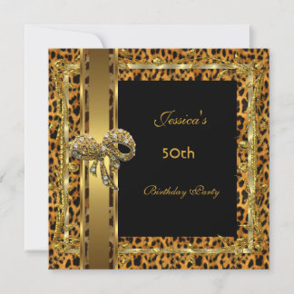 Gold Black 50th Birthday Animal Wild Elegant 5 Einladung