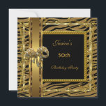 Gold Black 50th Birthday Animal Wild Elegant 6 Einladung<br><div class="desc">Leopard Gold Black 50th Birthday Animal Wild Elegant Classy Jeden Anlaß Party zum Geburtstag</div>