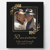 Gold Black 50th Wedding Anniversary Couple Foto Fotoplatte (Vorderseite)