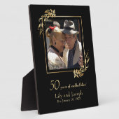 Gold Black 50th Wedding Anniversary Couple Foto Fotoplatte (Seite)