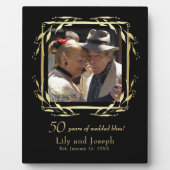 Gold & Black 50th Wedding Anniversary Couple Foto Fotoplatte (Vorderseite)