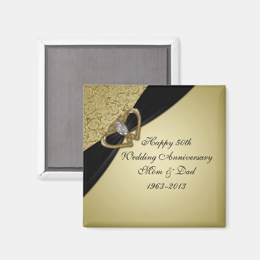 Gold Black 50th Wedding Anniversary Magnet (Vorderseite/Rückseite)