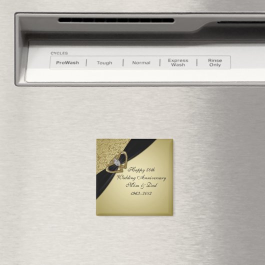 Gold Black 50th Wedding Anniversary Magnet (In Situ (Geschirrspüler))