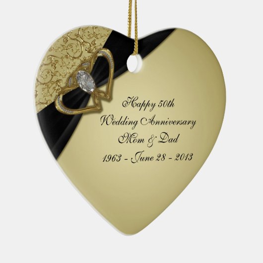 Gold Black 50th Wedding Anniversary Ornament (Rechts)