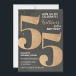 Gold Black 55. Geburtstag Einladung<br><div class="desc">Das Design ist beidseitig mit goldschwarzer Grafik ausgestattet. Perfekt für Männer.</div>