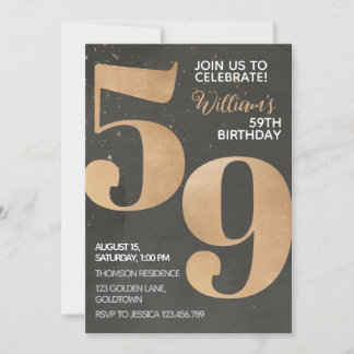 Gold Black 59. Geburtstag Einladung