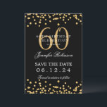 Gold Black 60. Geburtstag Save the Date Confetti Einladung<br><div class="desc">Elegantes "60th Birthday Party" Design mit Imitats Glitzer Konfetti und Details Text. Einfach zu bedienen und leicht zu personalisieren. Bestelle noch heute!</div>