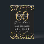 Gold Black 60. Geburtstag Save the Date & Details Einladung<br><div class="desc">Elegantes "60th Birthday Party" Design mit Imitats Glitzer Konfetti & Details Text. Einfach zu bedienen und leicht zu personalisieren. Bestelle noch heute!</div>