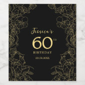 Gold Black 60. Geburtstag Weinetikett (Einzelnes Label)