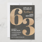 Gold Black 63. Geburtstag Einladung (Vorderseite)